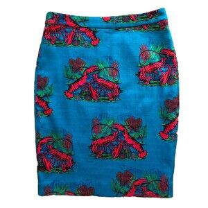 J. Crew Lobster Print Grasscloth No 2 Pencil Skirt Womens Sz 8 Colorful Novelty
